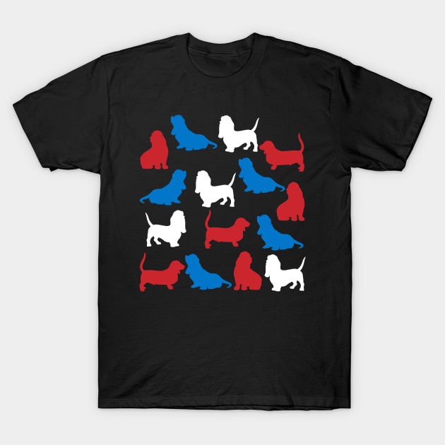 Patriotic Basset Hound Dog America Flag 4Th Of July T-Shirt by klausgaiser